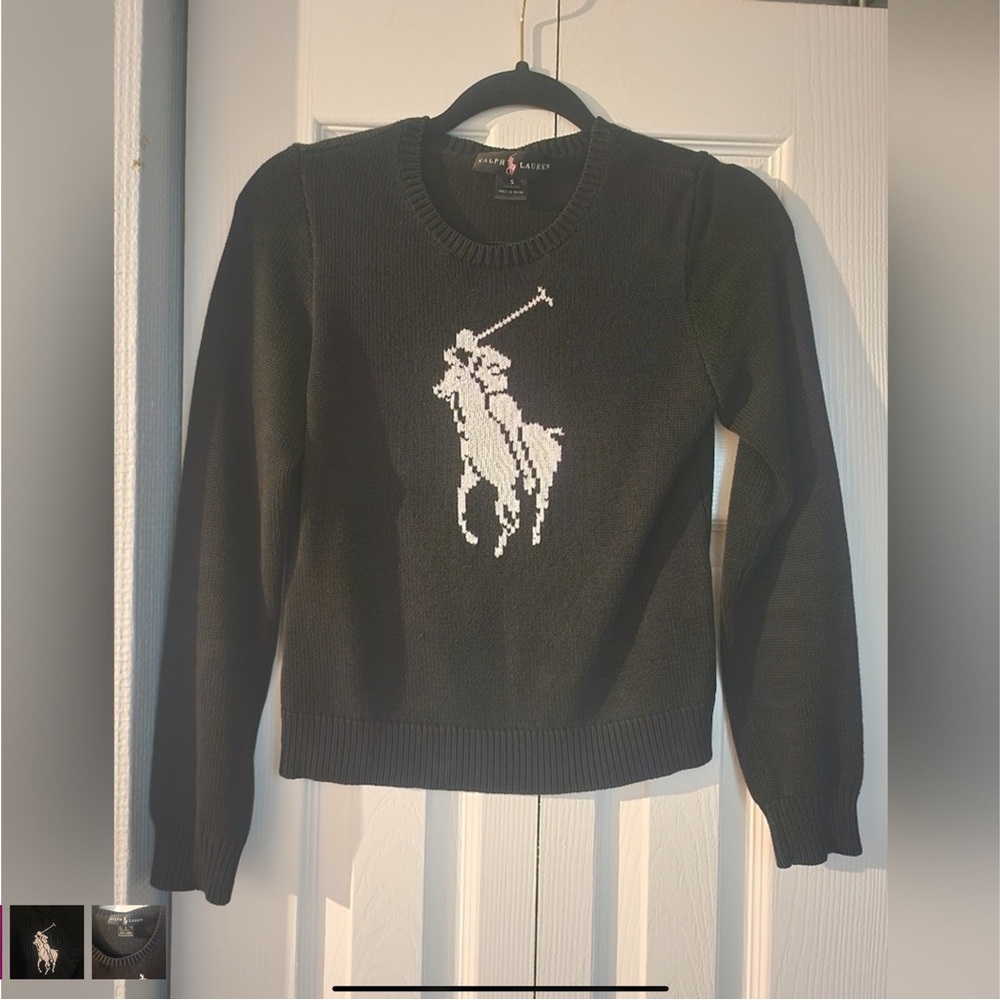 *ISO* Vintage Ralph Lauren Black Sweater with Pink Pony Polo Logo